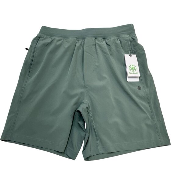Gaiam Shorts Men S Green Upside 7" With Liner Drawstring Waist Athletic Comfort - Picture 1 of 11